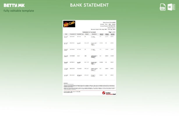 Модерен стил India Jazz Cash шаблон за збор страници за извод од банка